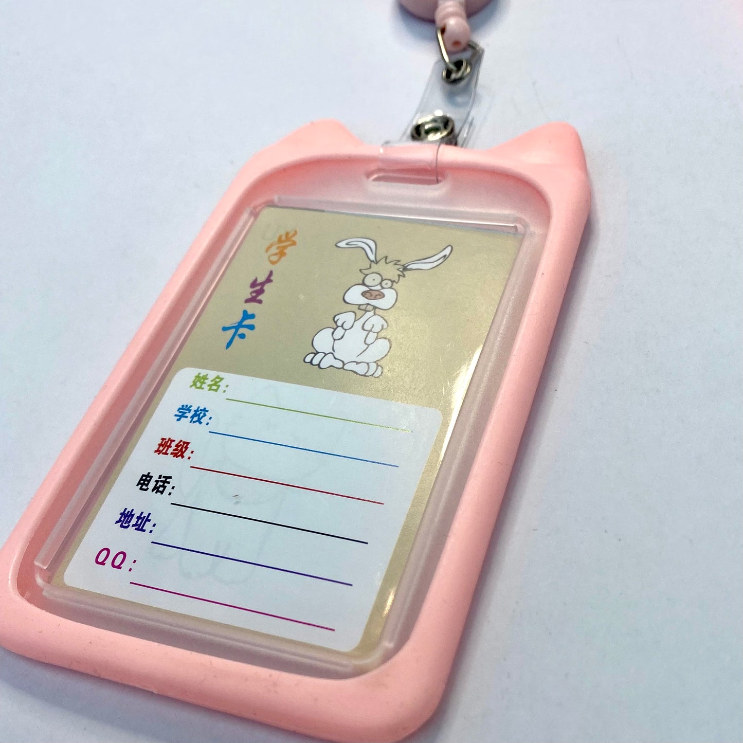 Kawaii ID badge holder animal ears retractable card bus bank cover office work accessory campus student gift