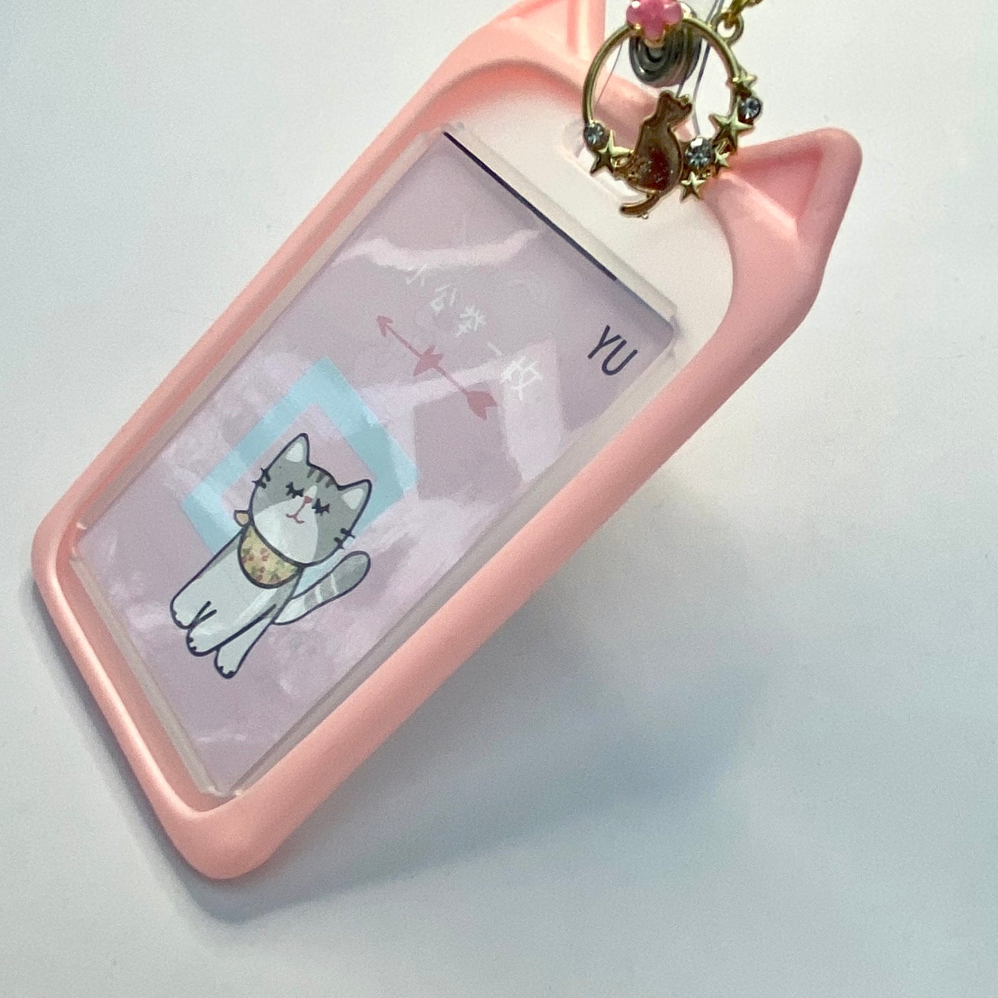 Kawaii ID badge holder animal ears retractable card bus bank cover office work accessory campus student gift