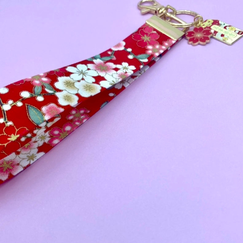 Japanese style sakura anime keyfob keychain lanyard