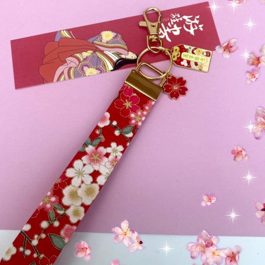 Japanese style sakura anime keyfob keychain lanyard