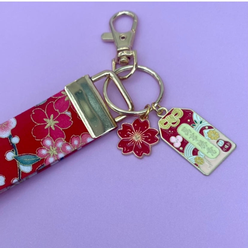 Japanese style sakura anime keyfob keychain lanyard