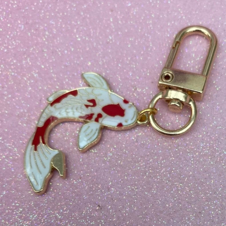 Keyring phone charm pod case clip Japanese style koi fish clip