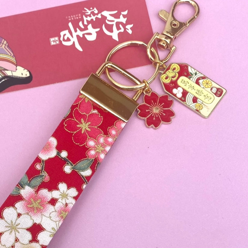 Japanese style sakura anime keyfob keychain lanyard