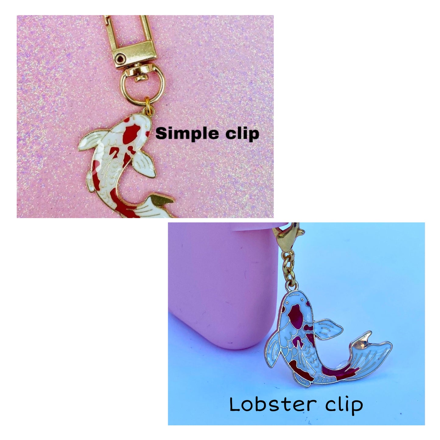 Keyring phone charm pod case clip Japanese style koi fish clip