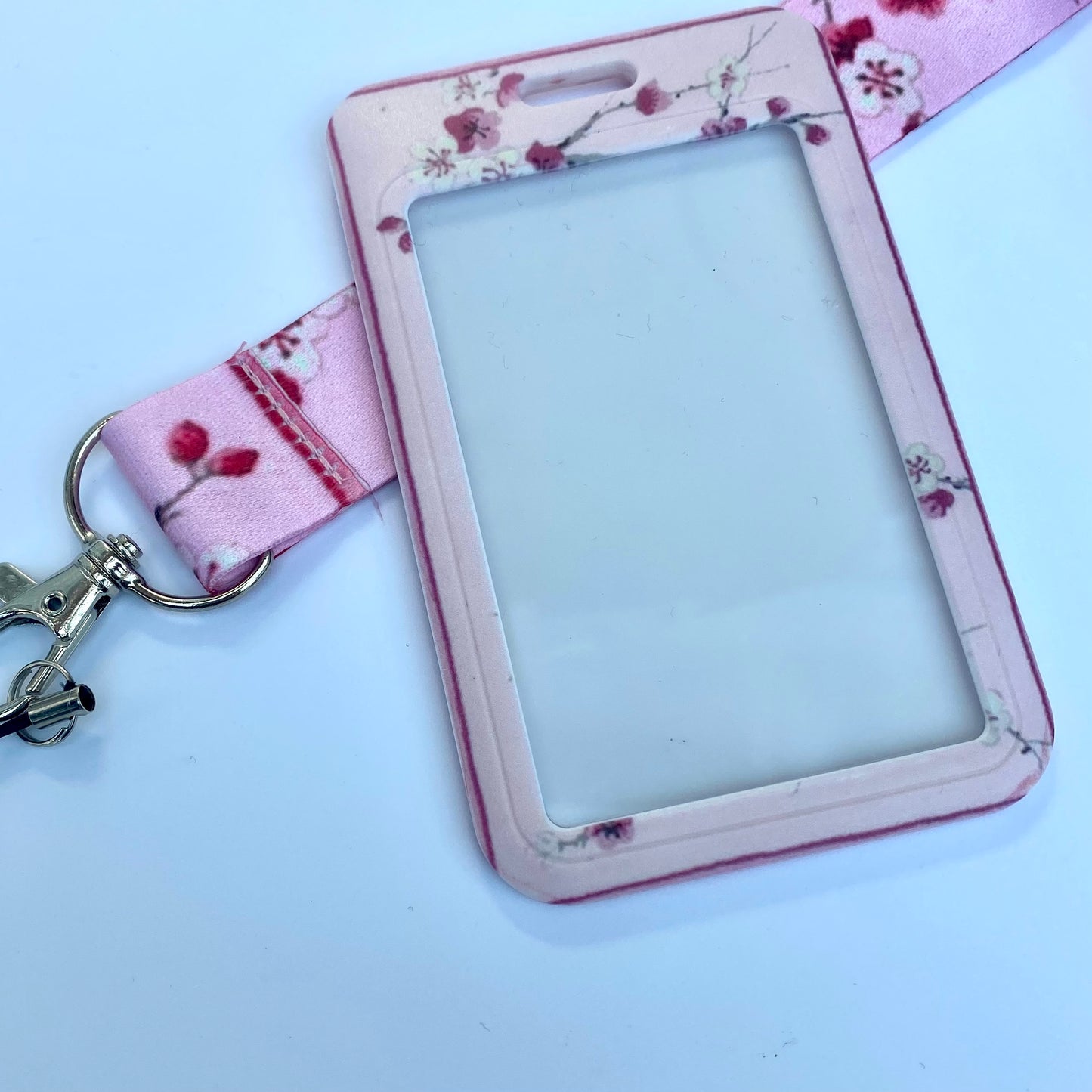 Kawaii ID badge holder, Japanese sakura cherry blossom keyring credit card cover ,lanyard bank travel pass card